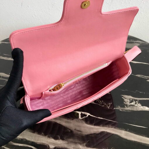 Replica Prada 1BD108 Medium Leather Prada Diagramme Bag Pink 8