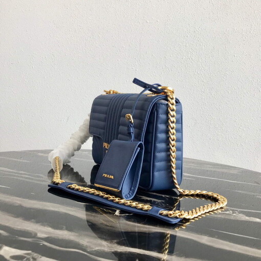 Replica Prada 1BD108 Medium Leather Prada Diagramme Bag Blue