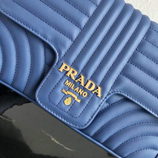 Replica Prada 1BD108 Medium Leather Prada Diagramme Bag Blue 4