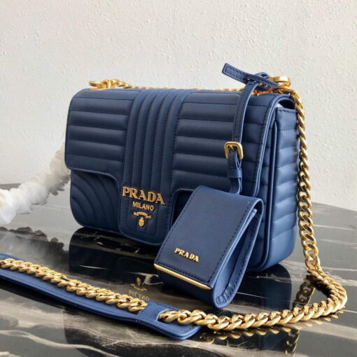 Replica Prada 1BD108 Medium Leather Prada Diagramme Bag Blue 5