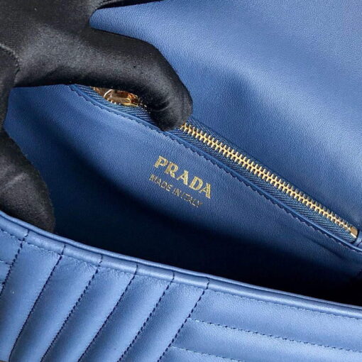 Replica Prada 1BD108 Medium Leather Prada Diagramme Bag Blue 7