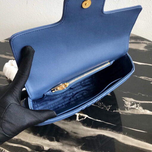 Replica Prada 1BD108 Medium Leather Prada Diagramme Bag Blue 8