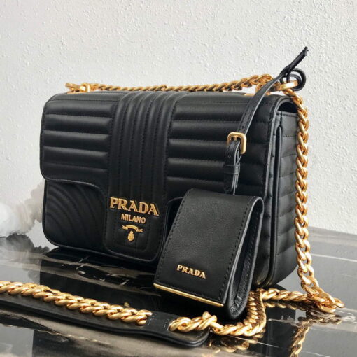 Replica Prada 1BD108 Medium Leather Prada Diagramme Bag Black 3