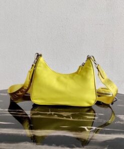 Replica Prada 1BH204 Prada Re-Edition 2005 Nylon Bag Light Yellow 2