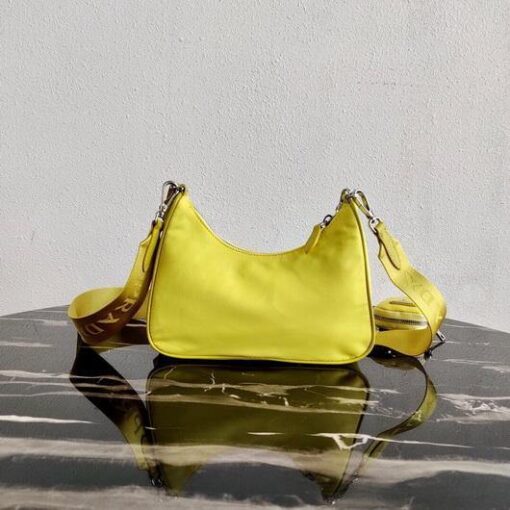 Replica Prada 1BH204 Prada Re-Edition 2005 Nylon Bag Light Yellow 2