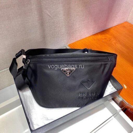 Replica Prada 2VL033 Nylon and Saffiano leather belt Bag in Black 2