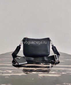 Replica Prada 2VH113 Saffiano Leather Shoulder Bag in Black