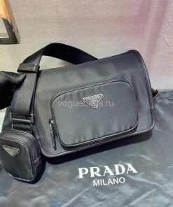 Replica Prada 2VD041 Re Nylon And Saffiano Leather Shoulder Bag in Black