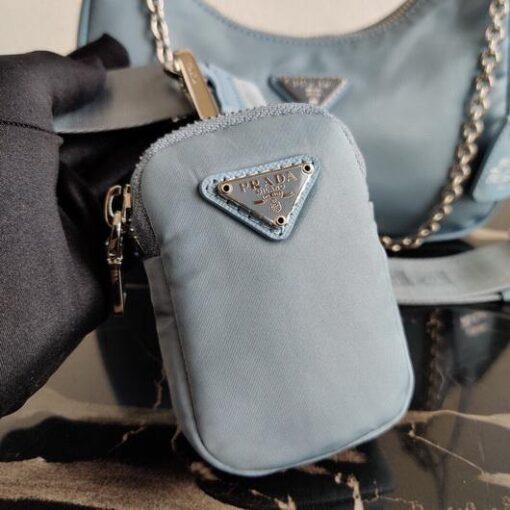 Replica Prada 1BH204 Prada Re-Edition 2005 Nylon Bag Light Blue 6