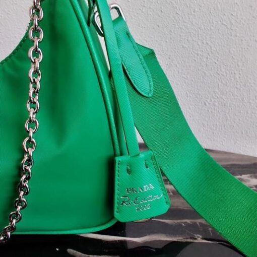 Replica Prada 1BH204 Prada Re-Edition 2005 Nylon Bag Green 7