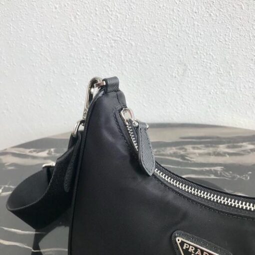 Replica Prada 1BH204 Prada Re-Edition 2005 Nylon Bag Black 4