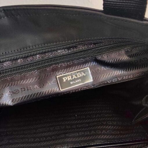 Replica Prada 1BG354 tote shoulder hanbag Nylon calfskin leather Black 8