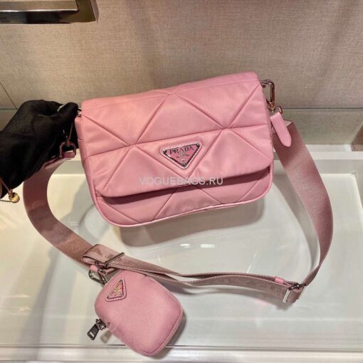 Replica Prada 1BD292 Prada Three In One Nylon Shoulder Bag Pink