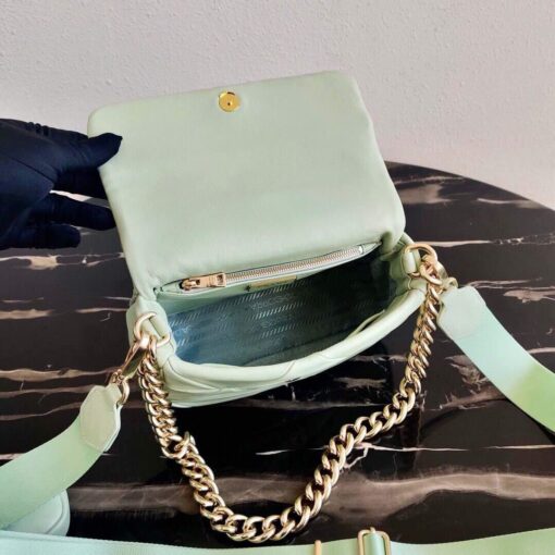 Replica Prada 1BD292 Prada System nappa leather patchwork Bag Green 7