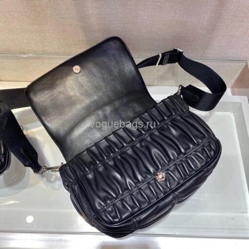 Replica Prada 1BD289 Gaufre Nappa Leather Shoulder Bag Black 5