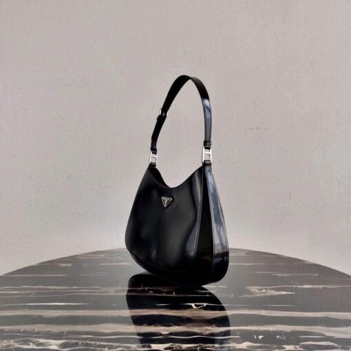 Replica Prada 1BC156 Prada Cleo Brushed Leather Shoulder Bag Black