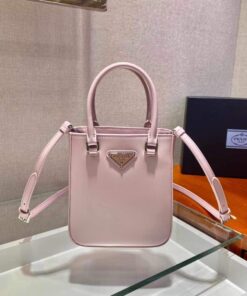 Replica Prada 1BA331 Small Brushed Leather Tote Pink