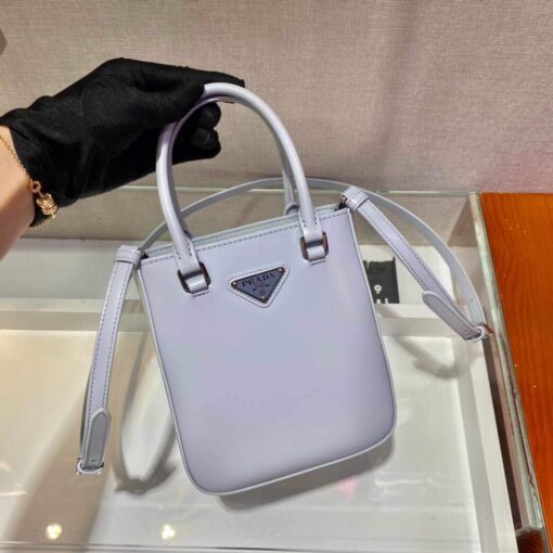 Replica Prada 1BA331 Small Brushed Leather Tote Light Blue 3