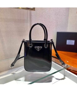 Replica Prada 1BA331 Small Brushed Leather Tote Black