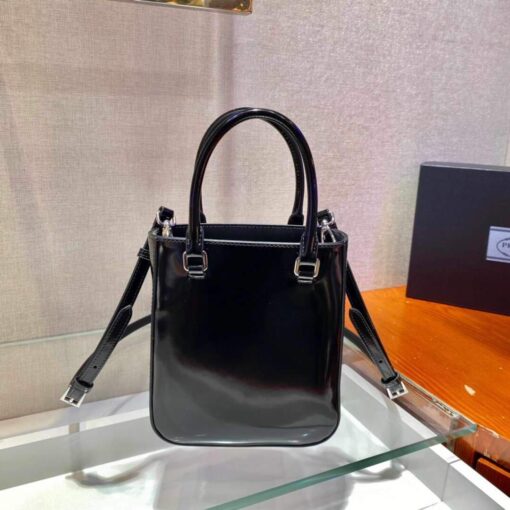 Replica Prada 1BA331 Small Brushed Leather Tote Black 3