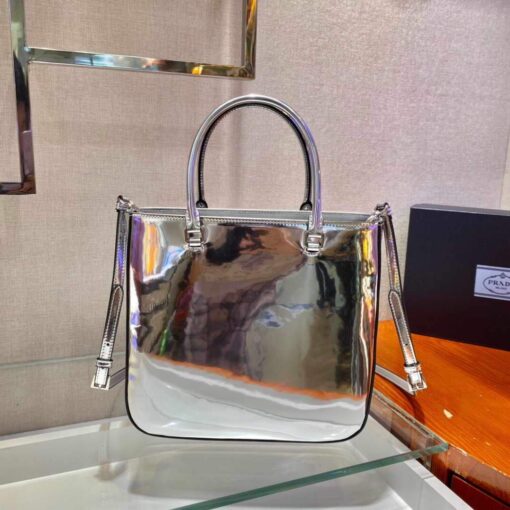 Replica Prada 1BA330 Brushed Leather Tote Bag Silver 4