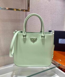 Replica Prada 1BA330 Brushed Leather Tote Bag Light Green