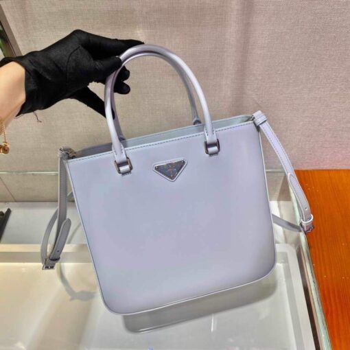 Replica Prada 1BA330 Brushed Leather Tote Bag Light Blue 3