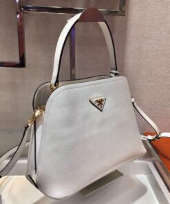 Replica Prada 1BA282 Medium Saffiano Leather Prada Matinee Bag White 2