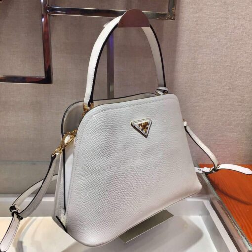 Replica Prada 1BA282 Medium Saffiano Leather Prada Matinee Bag White 2