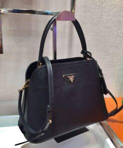 Replica Prada 1BA282 Medium Saffiano Leather Prada Matinee Bag Black 2