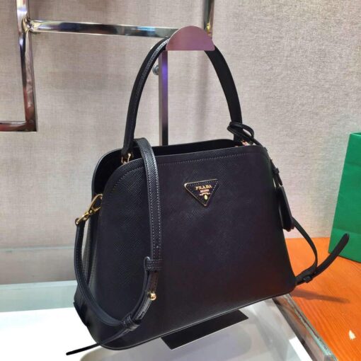 Replica Prada 1BA282 Medium Saffiano Leather Prada Matinee Bag Black 2