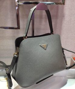 Replica Prada 1BA282 Medium Saffiano Leather Prada Matinee Bag Gray 2