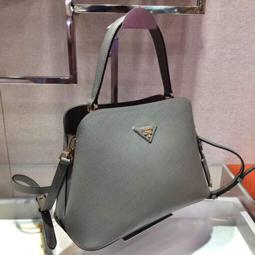 Replica Prada 1BA282 Medium Saffiano Leather Prada Matinee Bag Gray 2