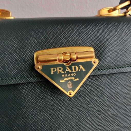 Replica Prada Saffiano Leather Symbole Bag 1BN021 Dark Green 4