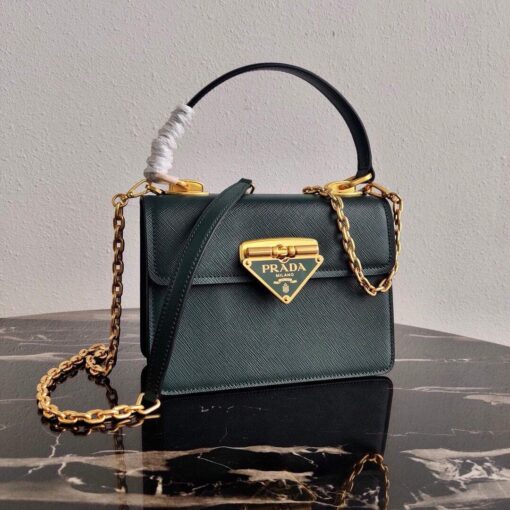 Replica Prada Saffiano Leather Symbole Bag 1BN021 Dark Green 6