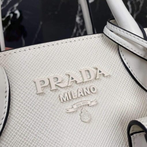 Replica Prada 1BA269 Saffiano Leather Prada Monochrome Bag White 3