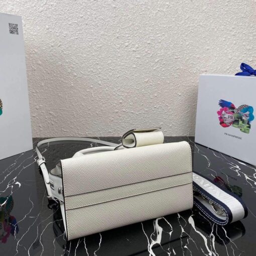 Replica Prada 1BA269 Saffiano Leather Prada Monochrome Bag White 4