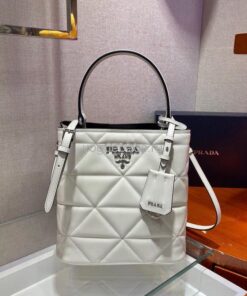 Replica Prada 1BA212 Medium Saffiano Leather Prada Panier Bag in White