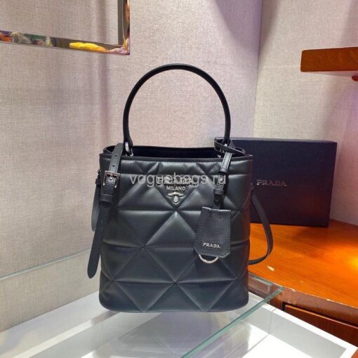 Replica Prada 1BA212 Medium Saffiano Leather Prada Panier Bag in Black