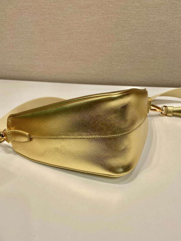 Replica Prada Leather Prada Triangle shoulder bag 1BH190 Gold 4