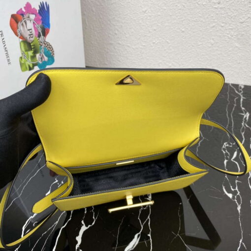 Replica Prada 1BD320 Prada Emblème Saffiano Shoulder Bag Yellow 7