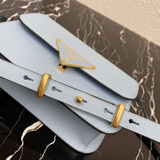 Replica Prada 1BD320 Prada Emblème Saffiano Shoulder Bag Light Blue 5