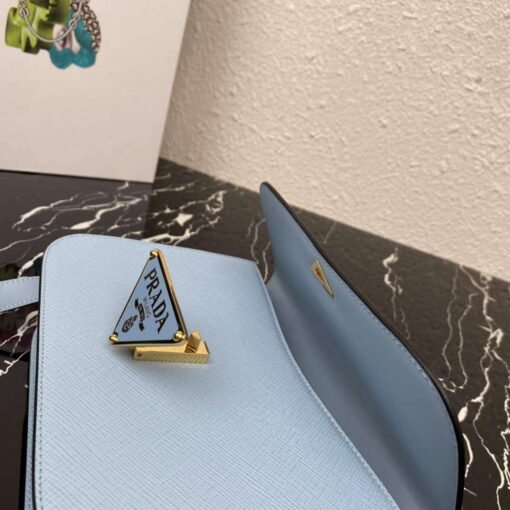 Replica Prada 1BD320 Prada Emblème Saffiano Shoulder Bag Light Blue 6