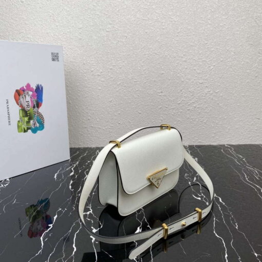 Replica Prada 1BD320 Prada Emblème Saffiano Shoulder Bag White 2