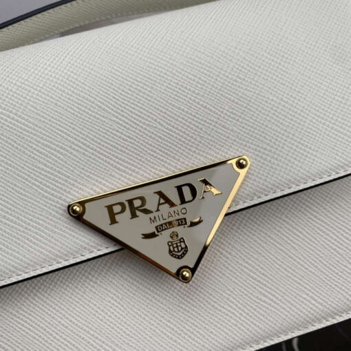 Replica Prada 1BD320 Prada Emblème Saffiano Shoulder Bag White 3