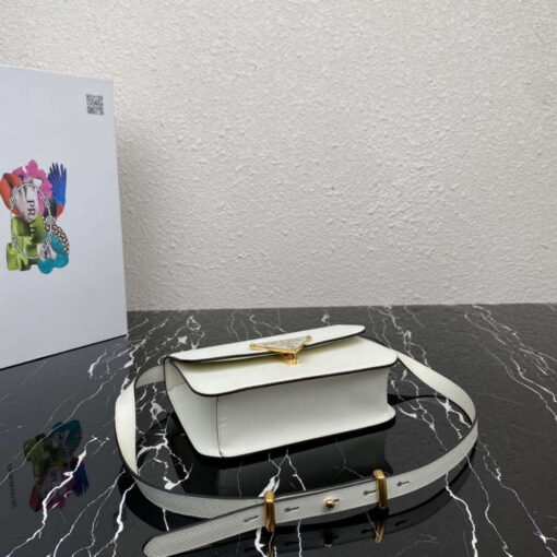 Replica Prada 1BD320 Prada Emblème Saffiano Shoulder Bag White 4