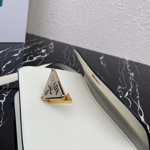 Replica Prada 1BD320 Prada Emblème Saffiano Shoulder Bag White 5