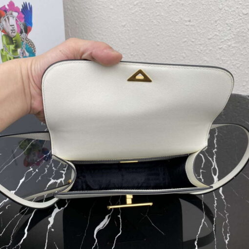 Replica Prada 1BD320 Prada Emblème Saffiano Shoulder Bag White 7