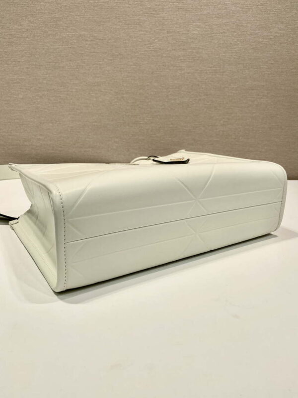 Replica Prada 1BA379 Small leather Prada Symbole bag with topstitching White 4