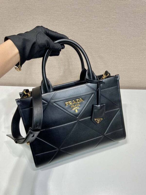 Replica Prada 1BA379 Small leather Prada Symbole bag with topstitching Black